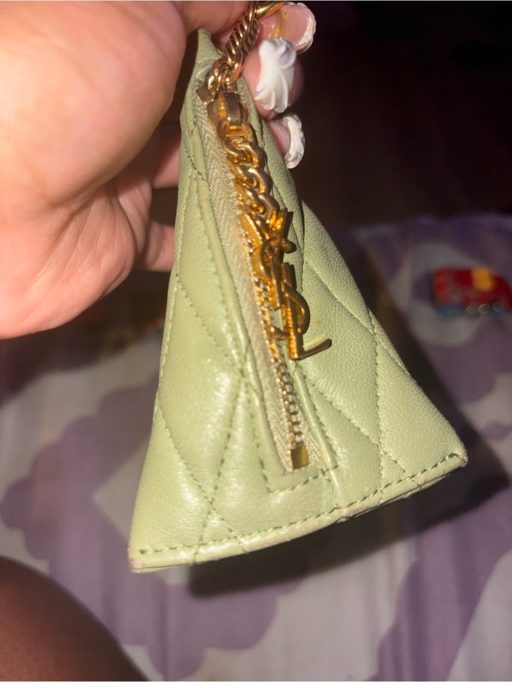 YSL GREEN KEY HOLDER/COIN POUCH
